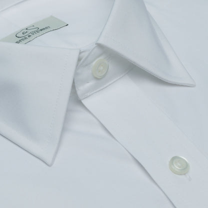 107 SF SC - Stretch White Slim Fit Spread Collar Cooper and Stewart 