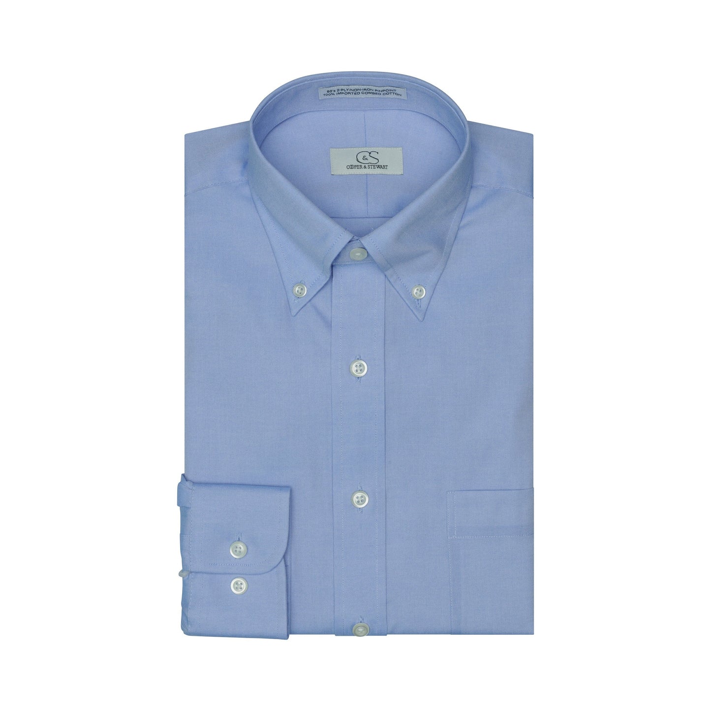 002 TF BD - Blue Tailored Fit Button Down Collar Cooper and Stewart 