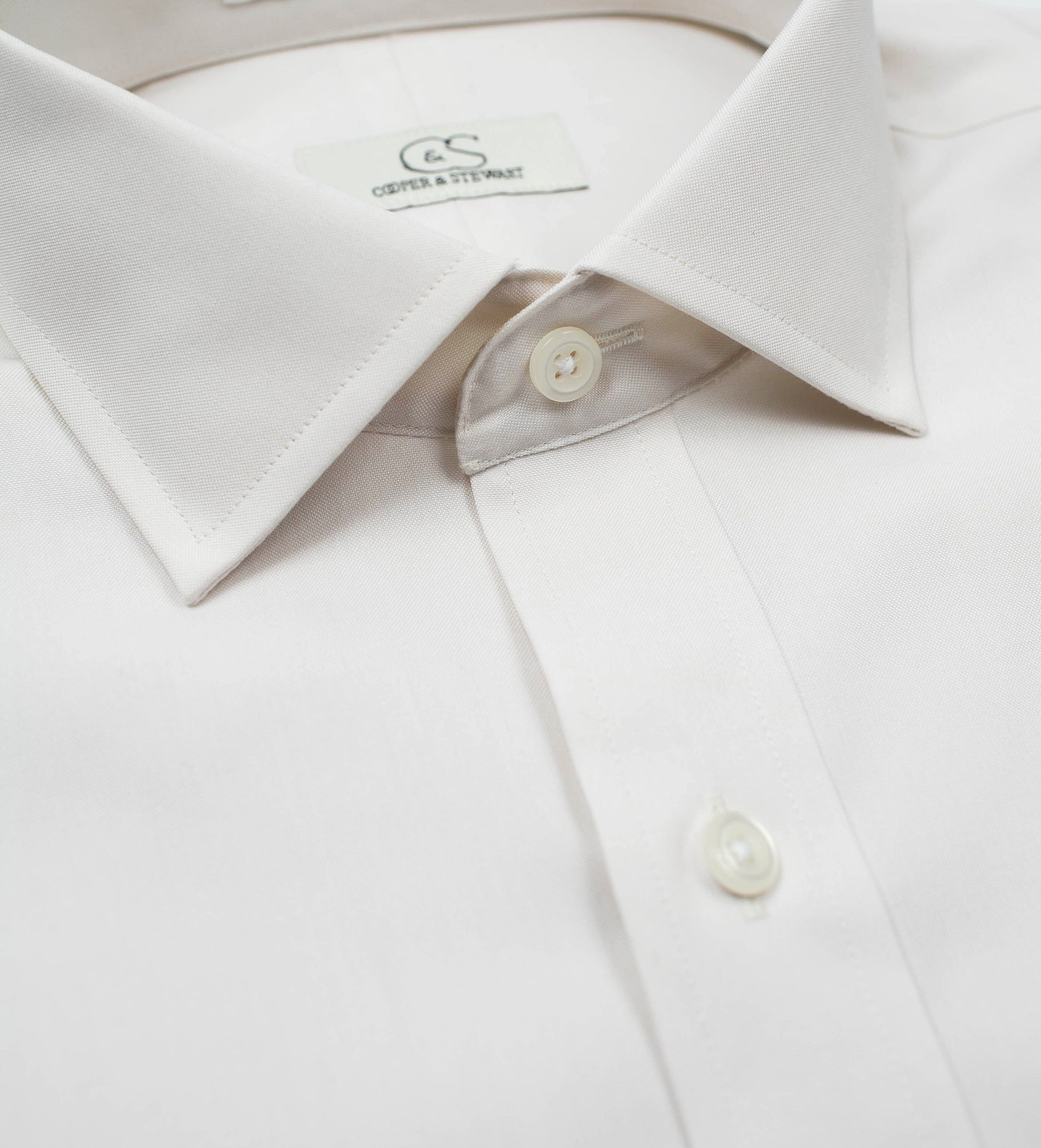 003 TF SC - Sandstone Tailored Fit Spread Collar Cooper and Stewart 