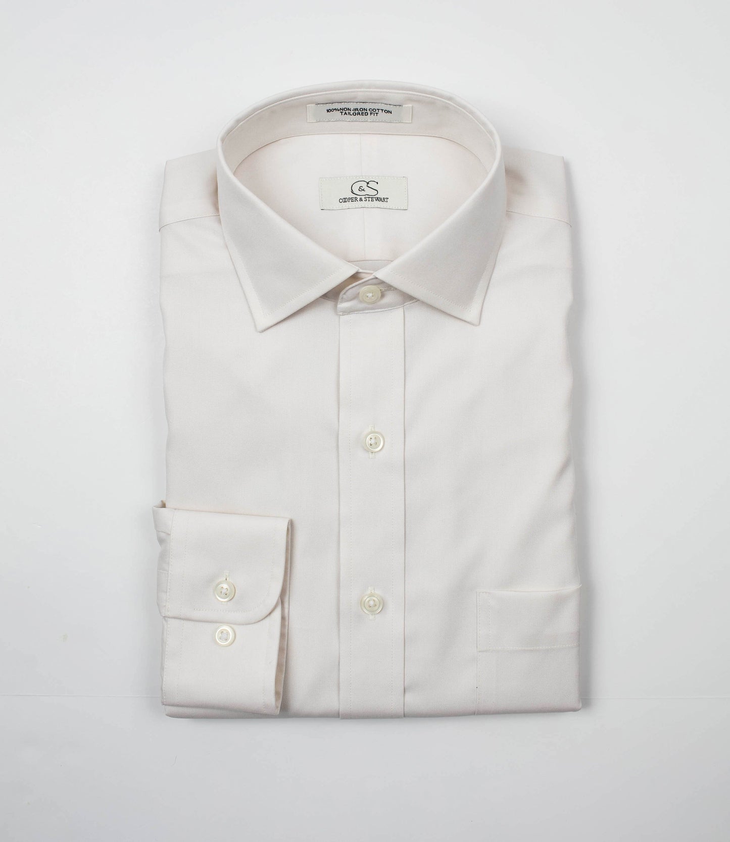 003 TF SC - Sandstone Tailored Fit Spread Collar Cooper and Stewart 