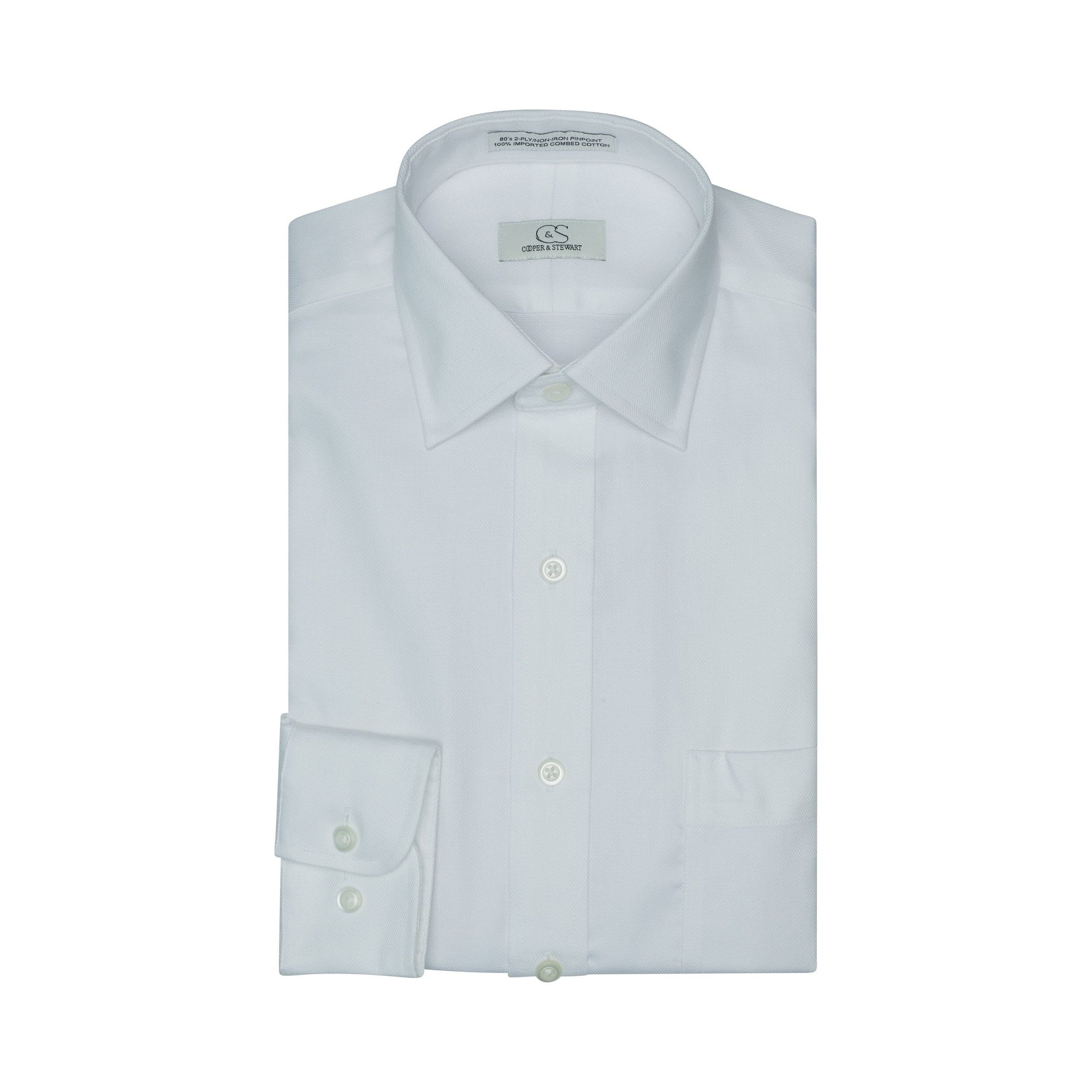 005 TF SC - White Royal Oxford Tailored Fit Spread Collar Cooper and Stewart 