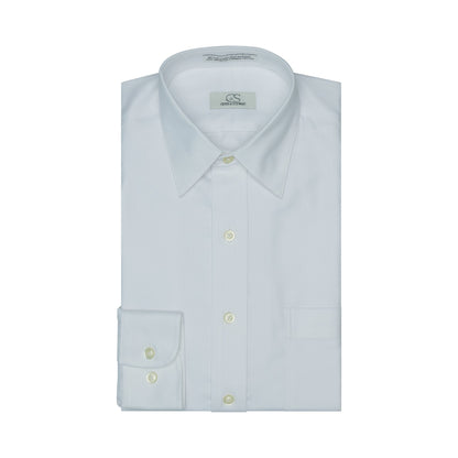 008 TF SC - White Herringbone Tailored Fit Spread Collar Cooper and Stewart 