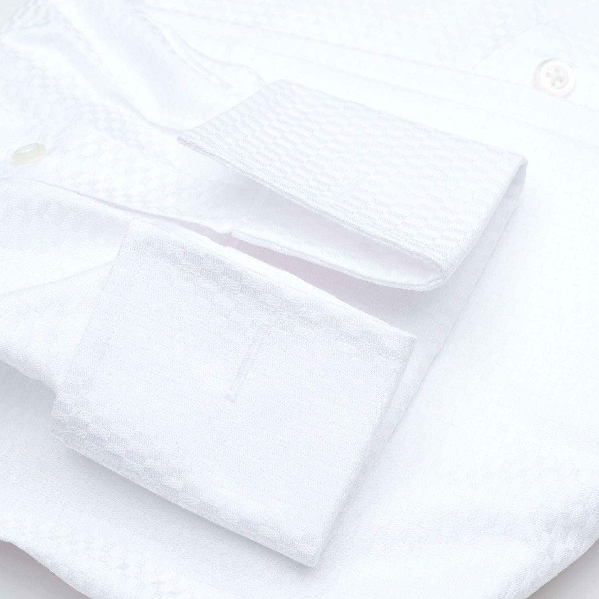 010 TF SC - White Tonal Tuxedo Tailored Fit Spread Collar Cooper and Stewart 