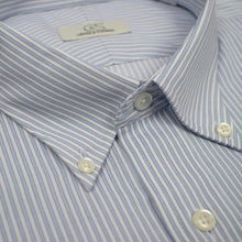 012 BD - Blue New Stripe Button Down Collar (95/5) Cooper and Stewart 