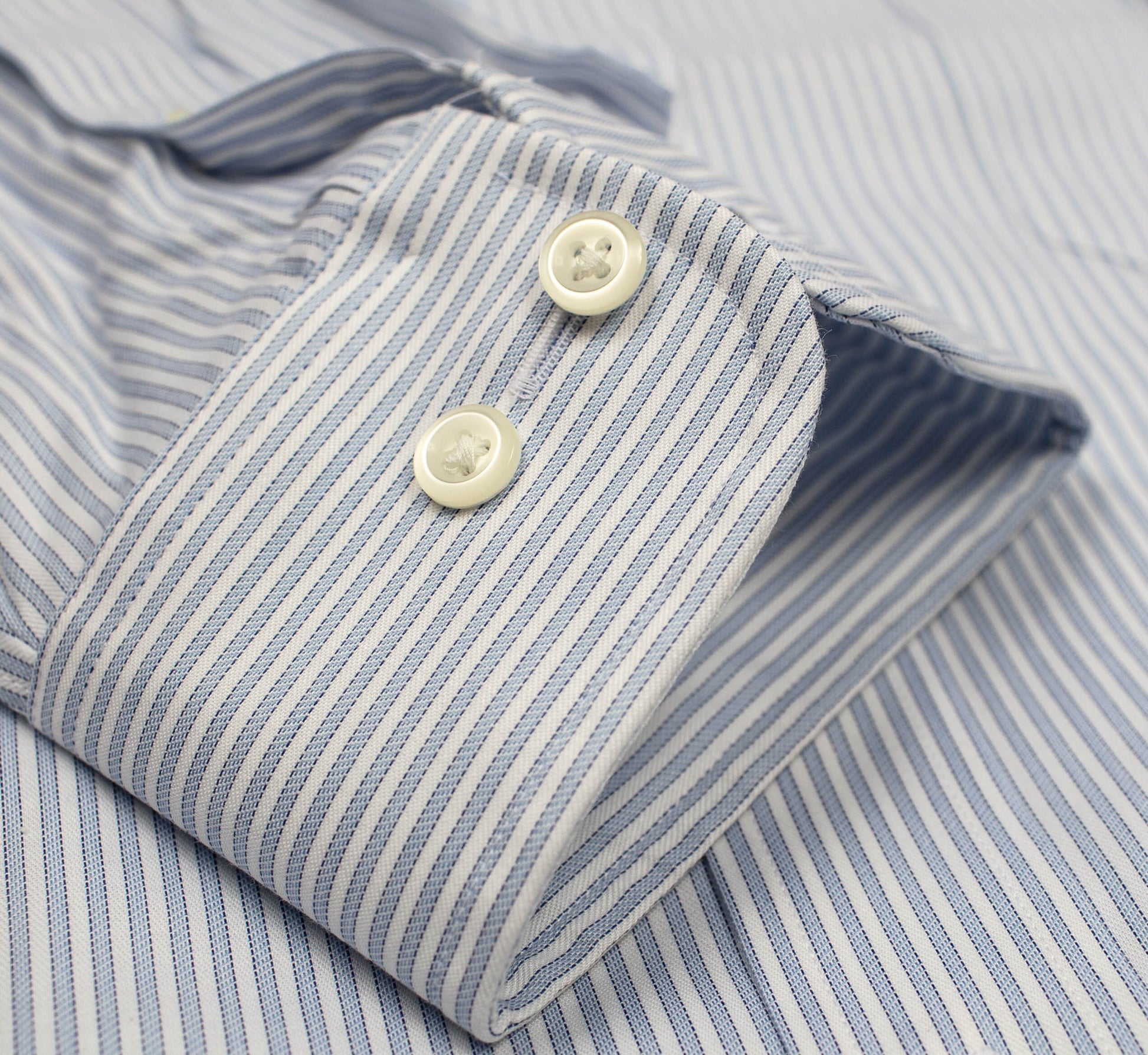 012 TF BD - Blue New Stripe Tailored Fit Button Down Collar (95/5) Cooper and Stewart 