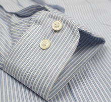 012 TF BD - Blue New Stripe Tailored Fit Button Down Collar (95/5) Cooper and Stewart 