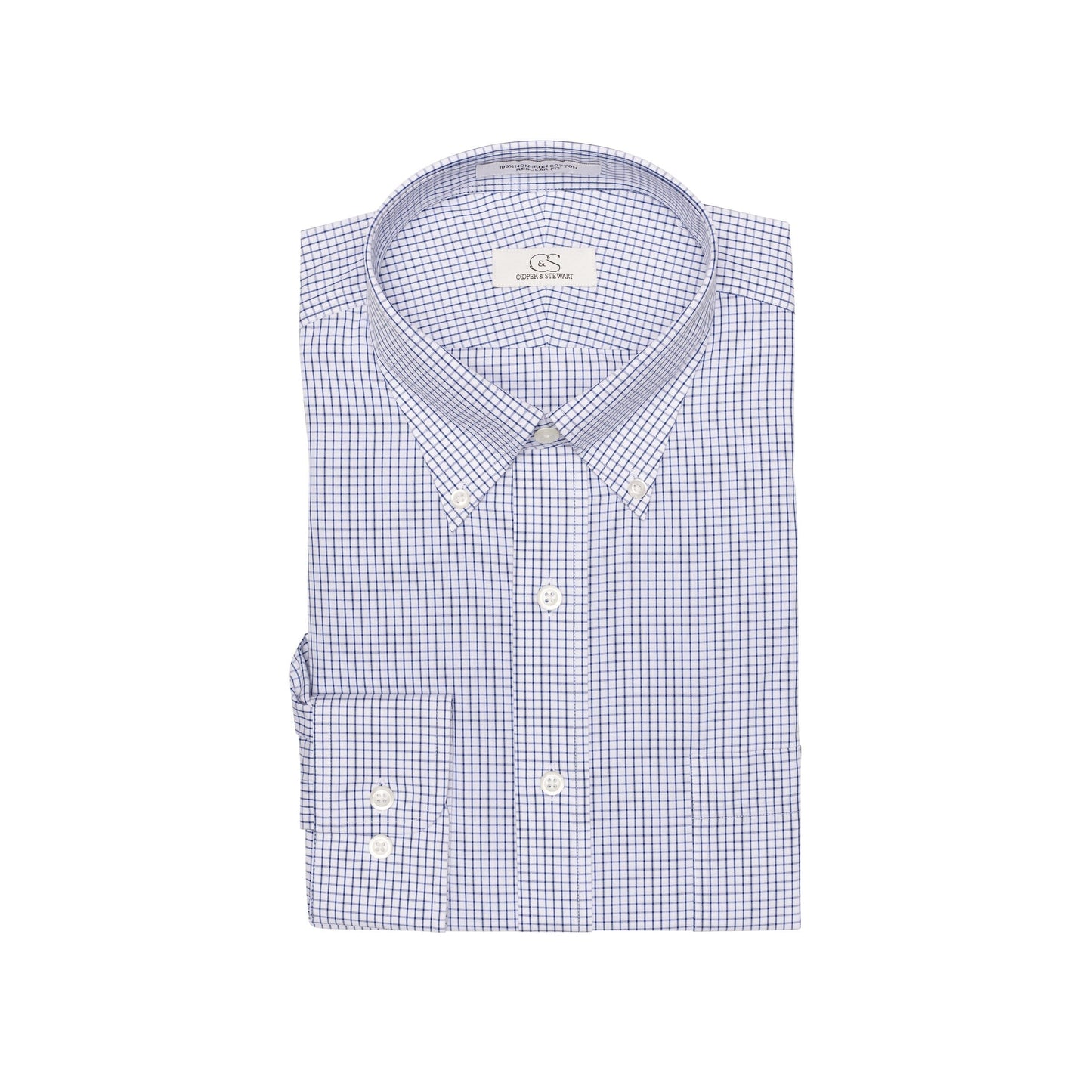 015 BD - Blue Classic Check Button Down Collar Cooper and Stewart 