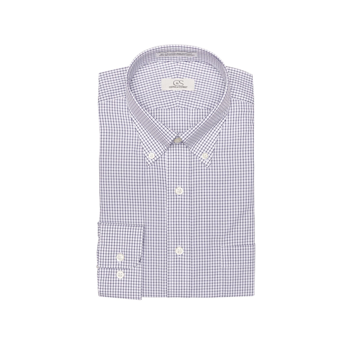 016 TF BD - Black Classic Check Tailored Fit Button Down Collar Cooper and Stewart 