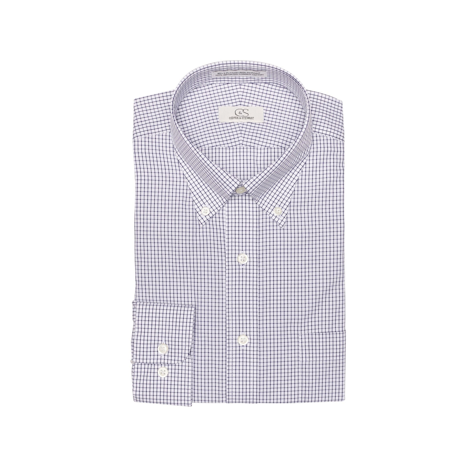 016 TF BD - Black Classic Check Tailored Fit Button Down Collar Cooper and Stewart 