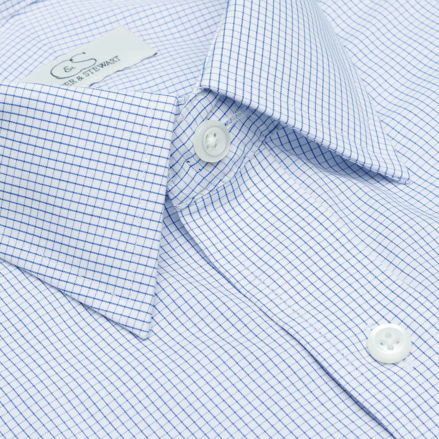 017 BD - Blue Graph Check Button Down Collar Cooper and Stewart 