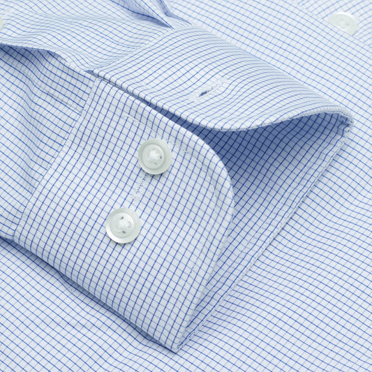 017 BD - Blue Graph Check Button Down Collar Cooper and Stewart 