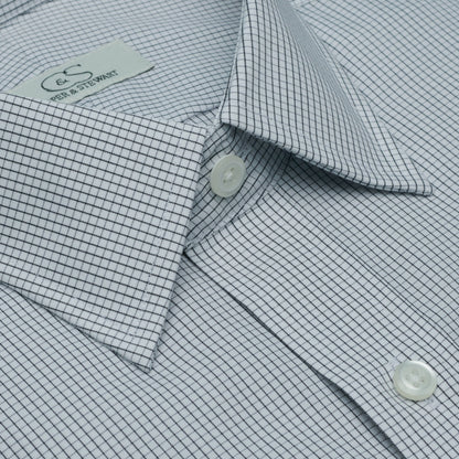 018 SC - Black Graph Check Spread Collar Cooper and Stewart 