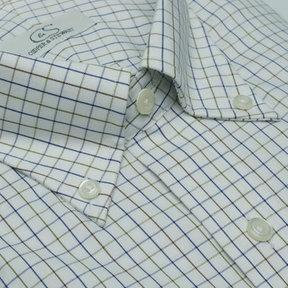 019 CP TF BD - Multi Windowpane Tailored Fit Button Down Collar Cooper and Stewart 