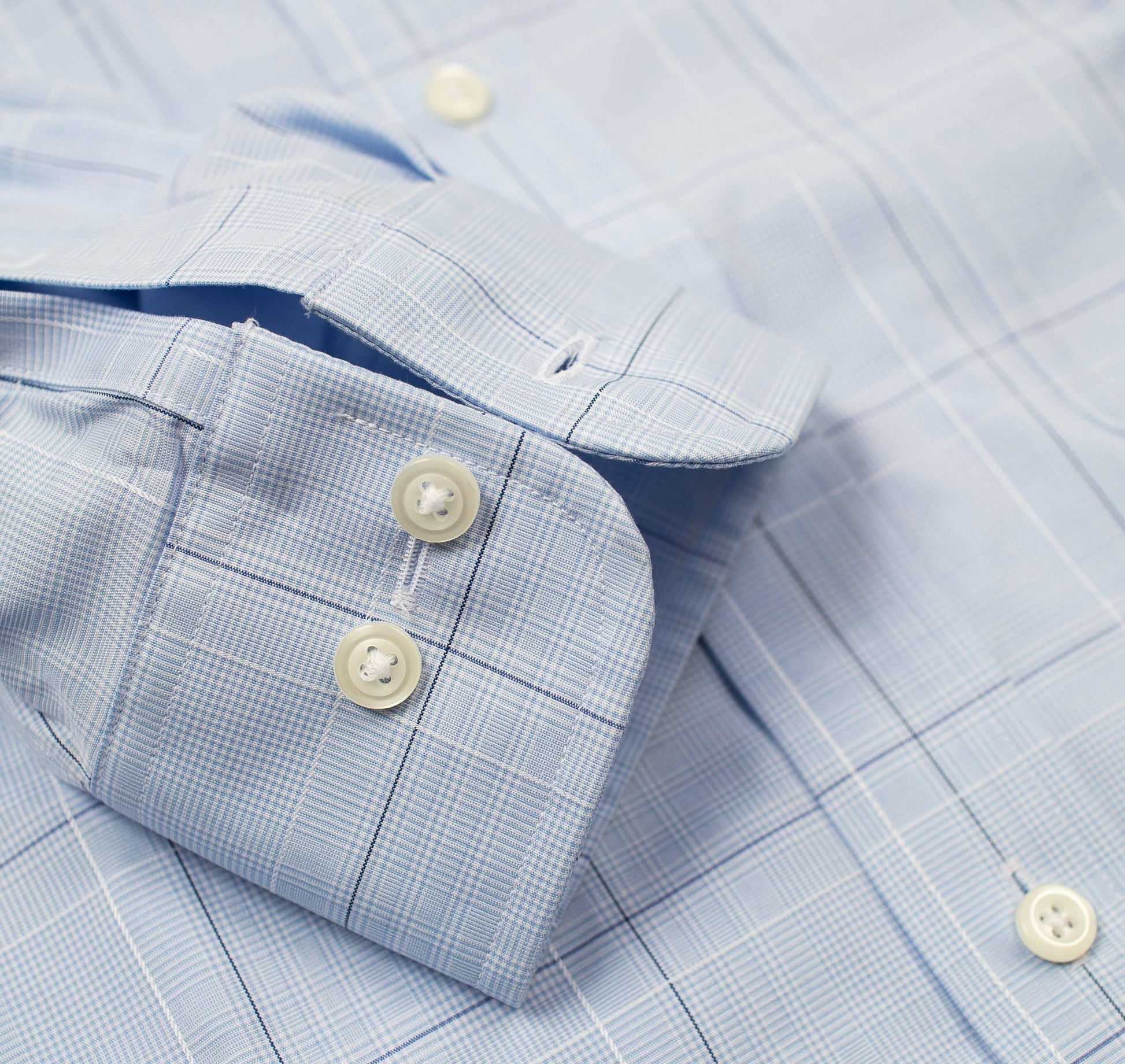 021 BD - Blue Ground Square Box Check Button Down Collar Cooper and Stewart 