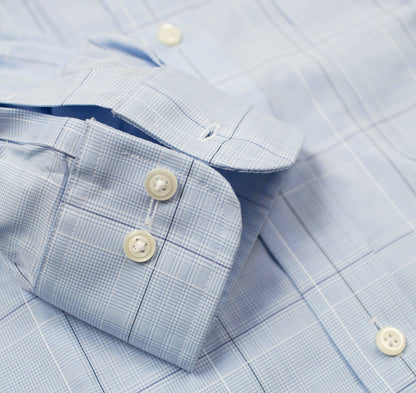 021 BD - Blue Ground Square Box Check Button Down Collar Cooper and Stewart 