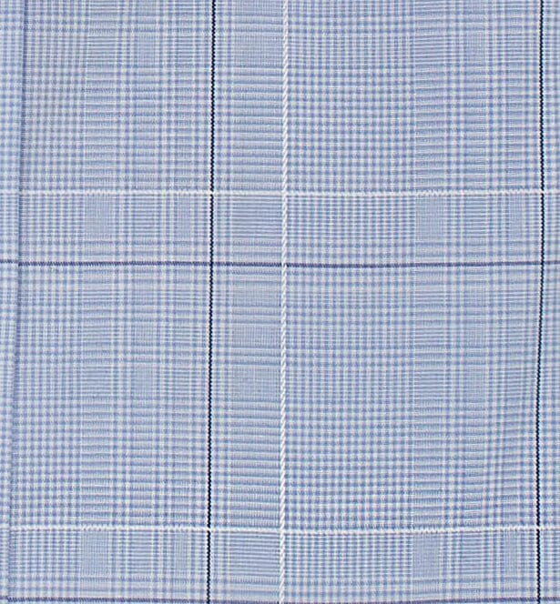 021 SC - Blue Ground Square Box Check Spread Collar Cooper and Stewart 