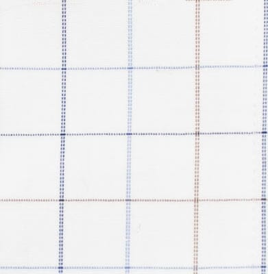 022 TF BD - White Ground Blue/Tan Check Tailored Fit Button Down Collar Cooper and Stewart 