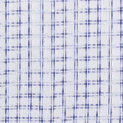 033 SC - Blue Double Bar Check Spread Collar Cooper and Stewart 