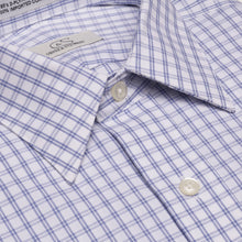 033 SC - Blue Double Bar Check Spread Collar Cooper and Stewart 
