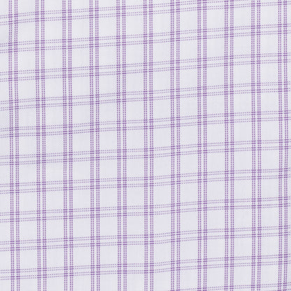 034 SC - Lavender Double Bar Check Spread Collar Cooper and Stewart 