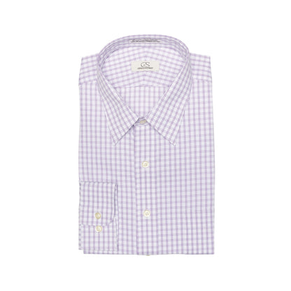 034 SC - Lavender Double Bar Check Spread Collar Cooper and Stewart 