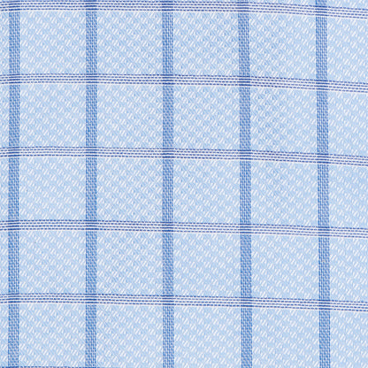 046 CP SC - Blue Text Box Check Spread Collar Cooper and Stewart 