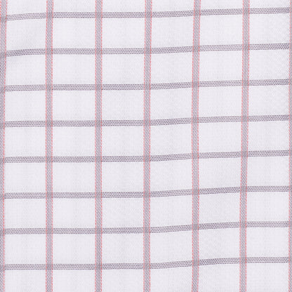 047 SC - Coral Text Box Check Spread Collar Cooper and Stewart 