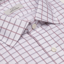 047 SC - Coral Text Box Check Spread Collar Cooper and Stewart 