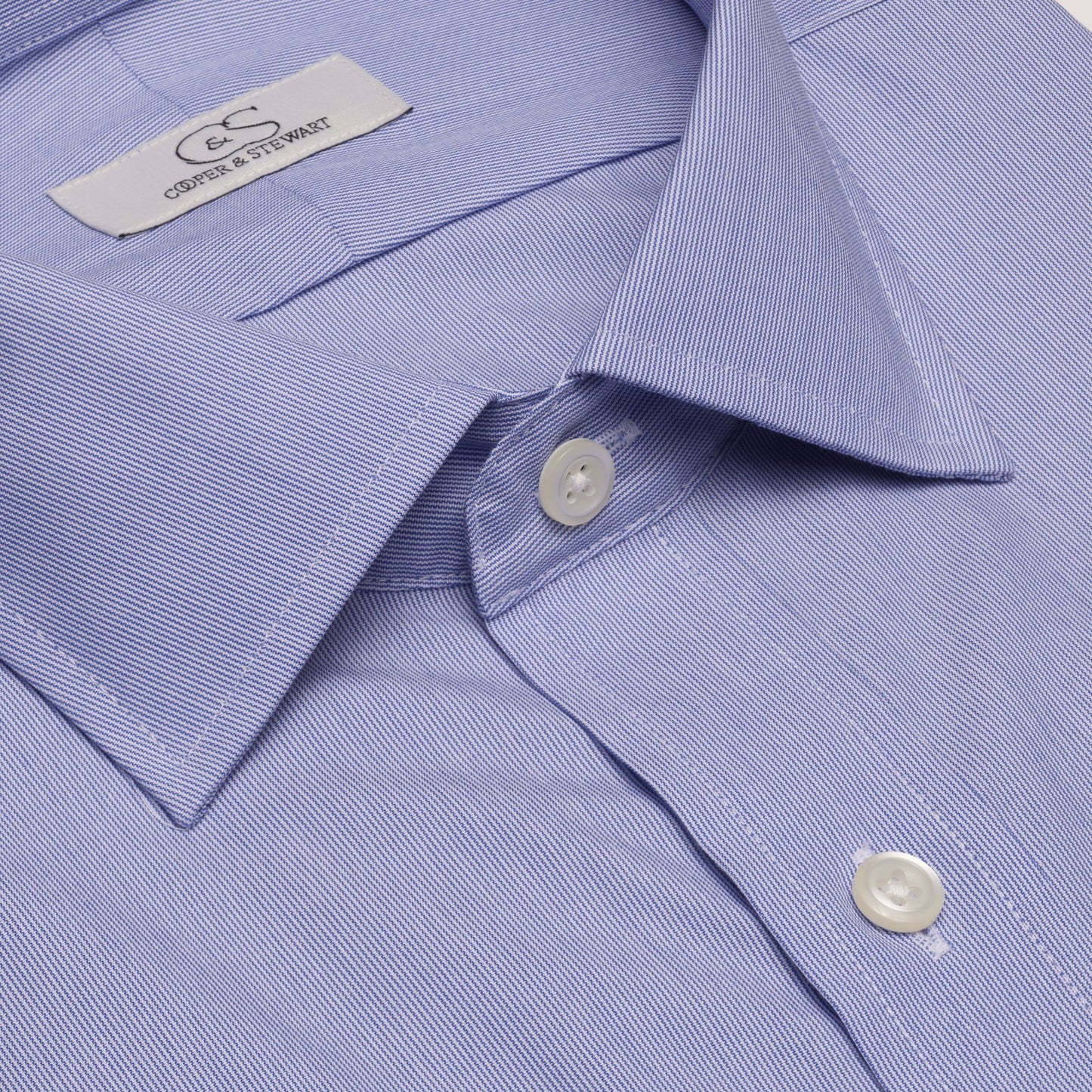 048 SC - Blue Fine Line Stripe Spread Collar Cooper and Stewart 