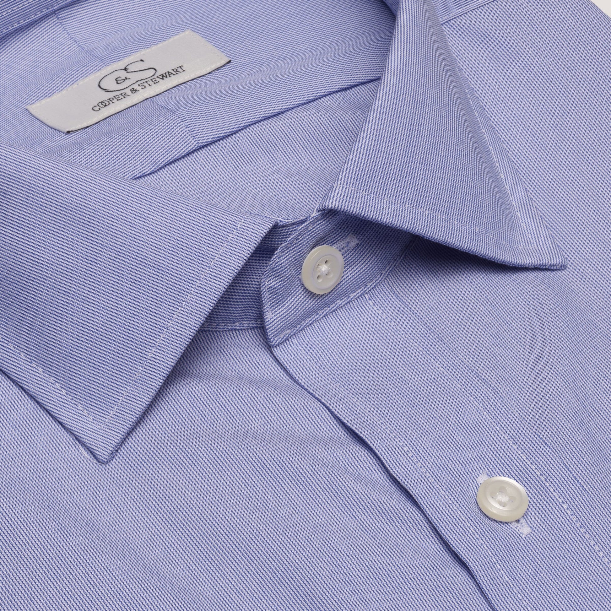 048 SC - Blue Fine Line Stripe Spread Collar Cooper and Stewart 