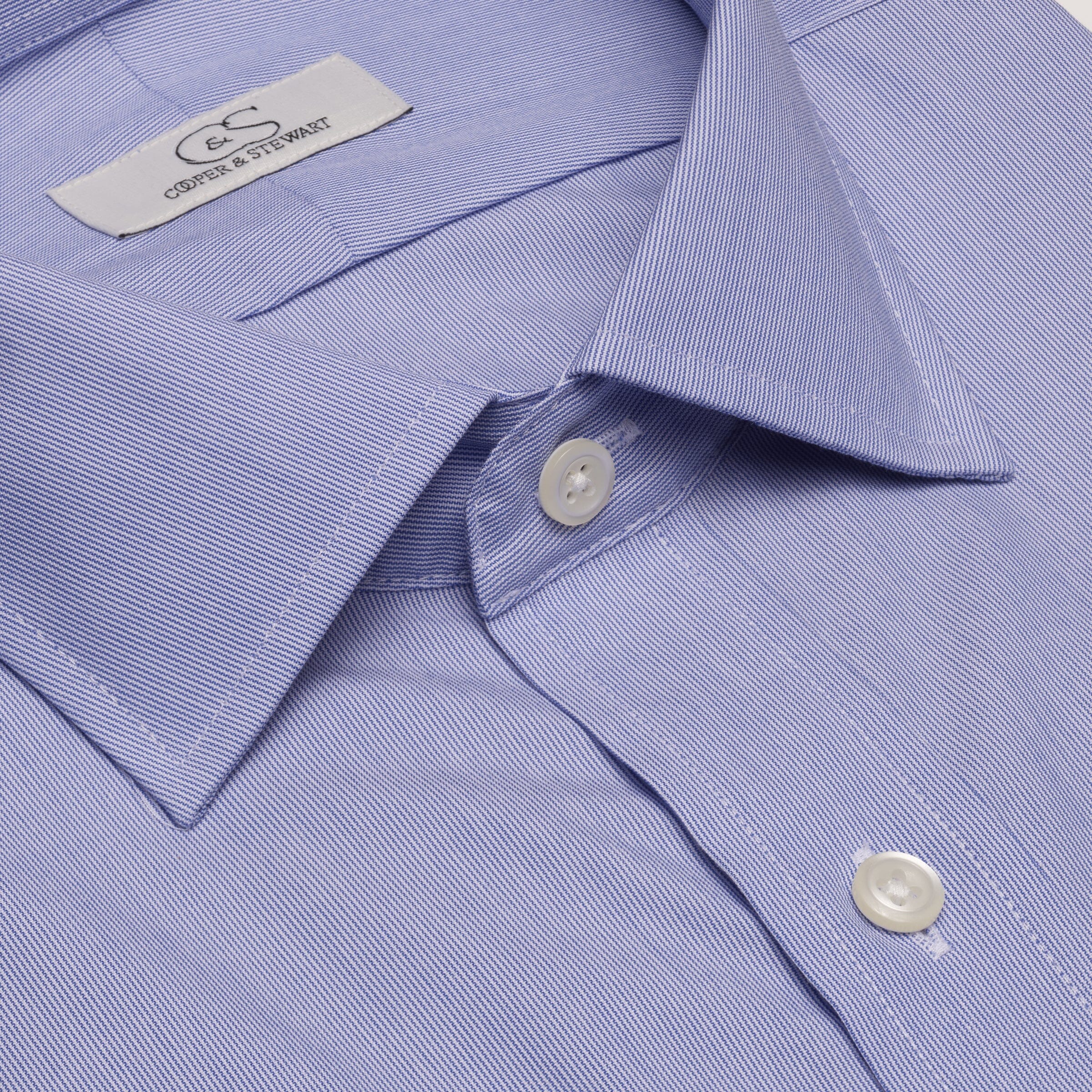 048 SC - Blue Fine Line Stripe Spread Collar Cooper and Stewart 