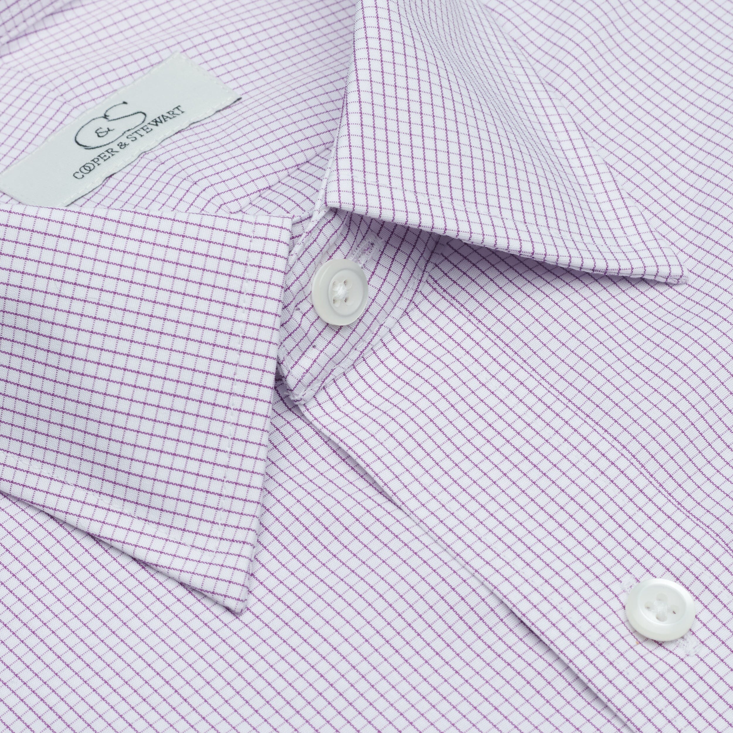 050 SC - Berry Graph Check Spread Collar Cooper and Stewart 