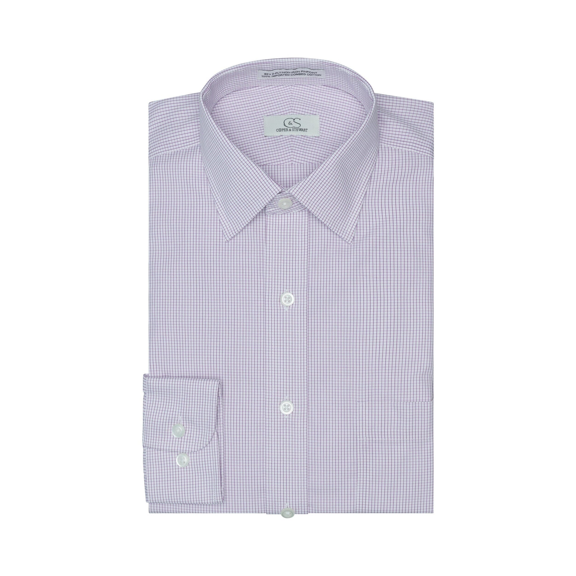 050 SC - Berry Graph Check Spread Collar Cooper and Stewart 