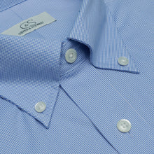 051 TF BD - Blue Houndstooth Tailored Fit Button Down Collar Cooper and Stewart 