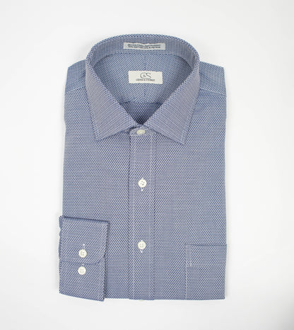 053 TF SC - Blue Diamond Dobby Tailored Fit Spread Collar Dress Shirt Cooper and Stewart 