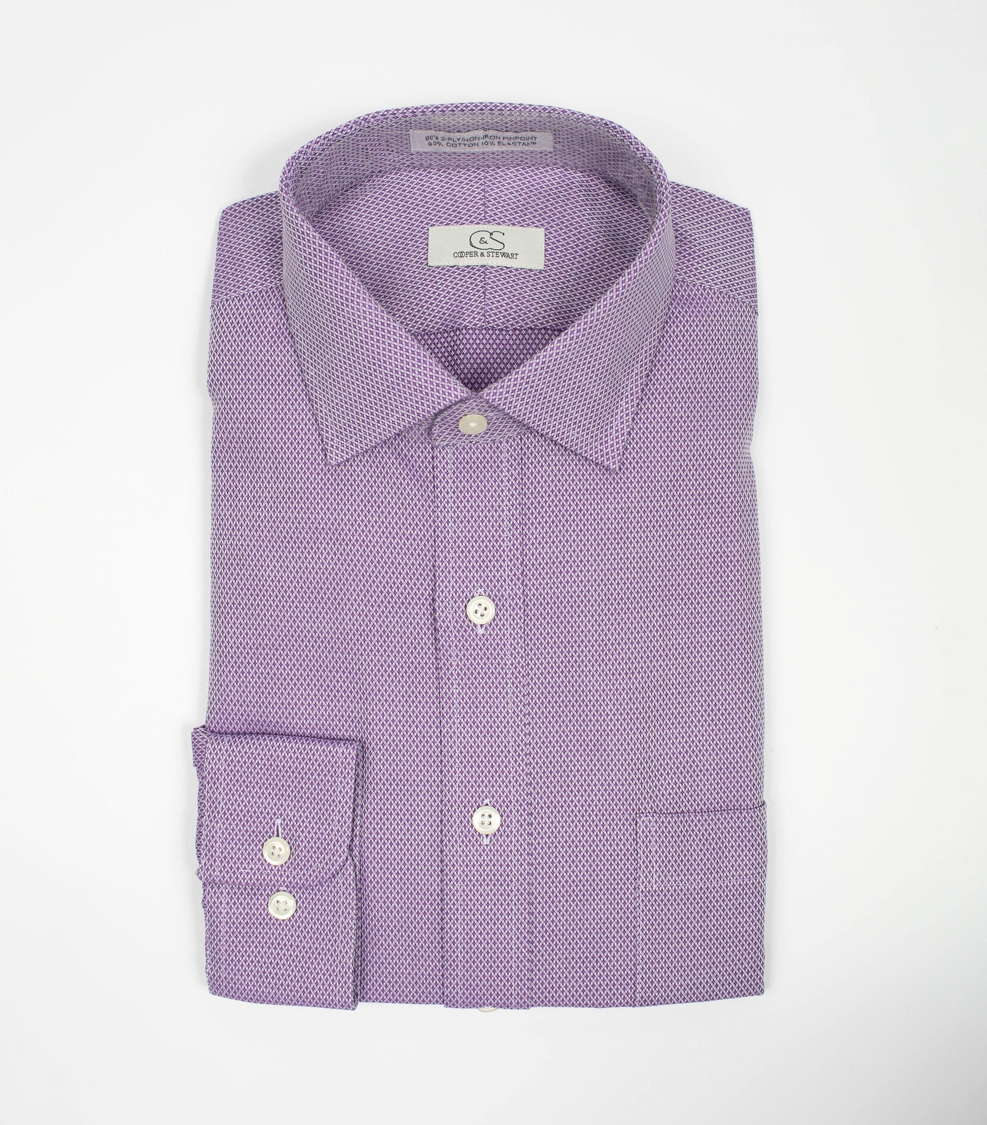 055 SC - Lavender Diamond Dobby Spread Collar Dress Shirt Cooper and Stewart 