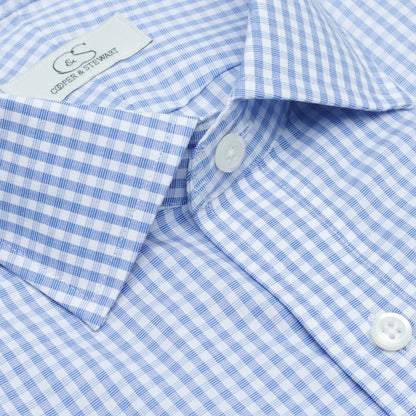 056 TF SC - Blue Country Check Tailored Fit Spread Collar Cooper and Stewart 