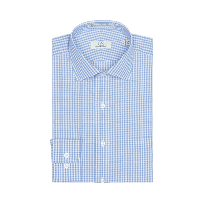 056 TF SC - Blue Country Check Tailored Fit Spread Collar Cooper and Stewart 