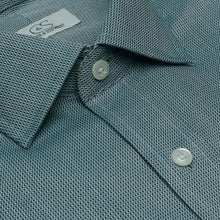 058 TF SC - Hunter Green Tonal Dobby Tailored Fit Spread Collar Cooper and Stewart 