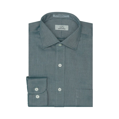 058 TF SC - Hunter Green Tonal Dobby Tailored Fit Spread Collar Cooper and Stewart 