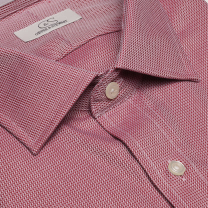 059 TF SC - Burgundy Tonal Dobby Tailored Fit Spread Collar Cooper and Stewart 