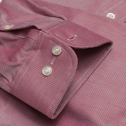 059 TF SC - Burgundy Tonal Dobby Tailored Fit Spread Collar Cooper and Stewart 
