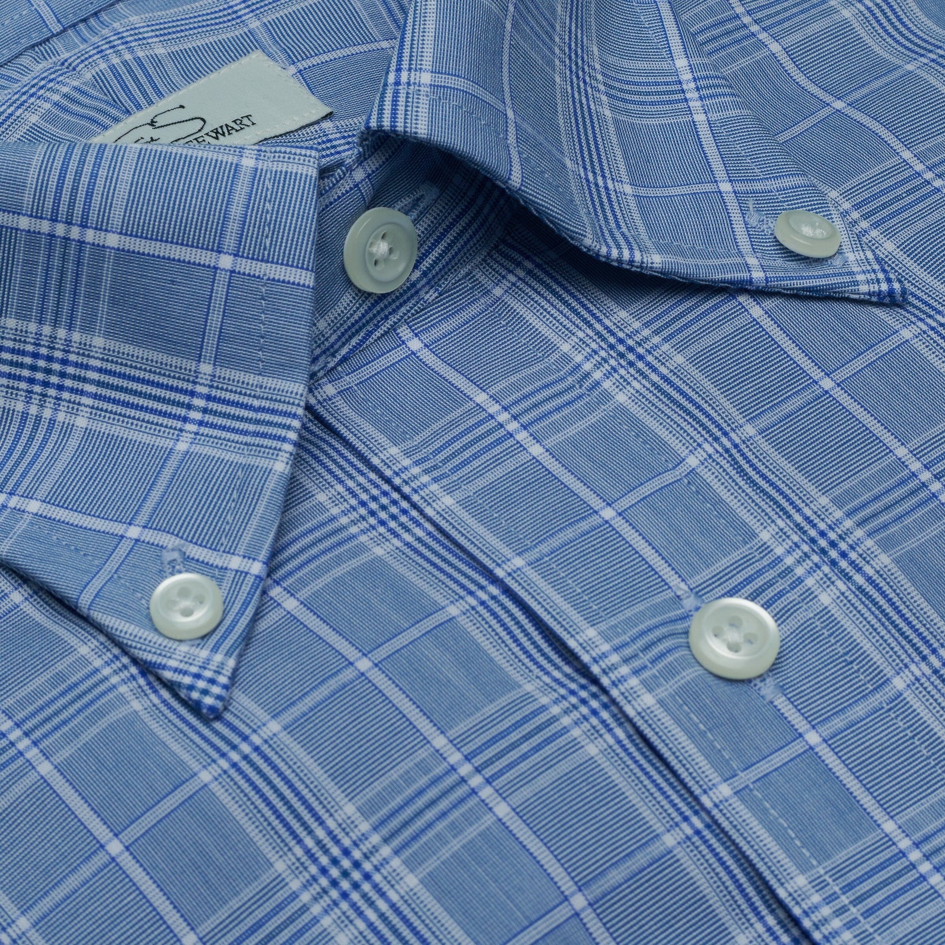 060 BD - Blue University Glen Plaid Button Down Collar Cooper and Stewart 