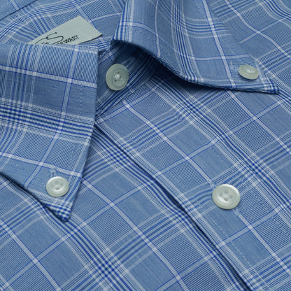 060 BD - Blue University Glen Plaid Button Down Collar Cooper and Stewart 