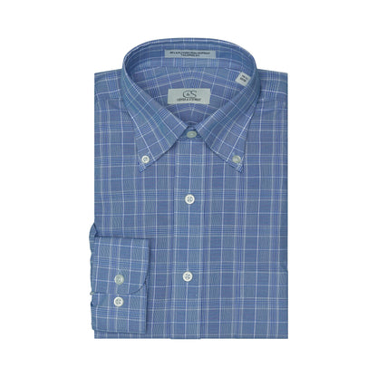 060 TF BD - Blue University Glen Plaid Tailored Fit Button Down Collar Cooper and Stewart 