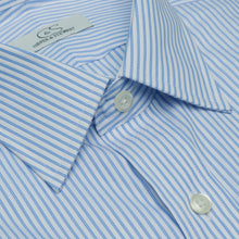 061 SC - Blue Satin Stripe Spread Collar Cooper and Stewart 