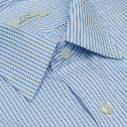 061 SC - Blue Satin Stripe Spread Collar Cooper and Stewart 