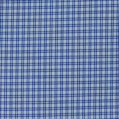 064 TF BD - Blue Double Line Check Tailored Fit Button Down Collar Cooper and Stewart 