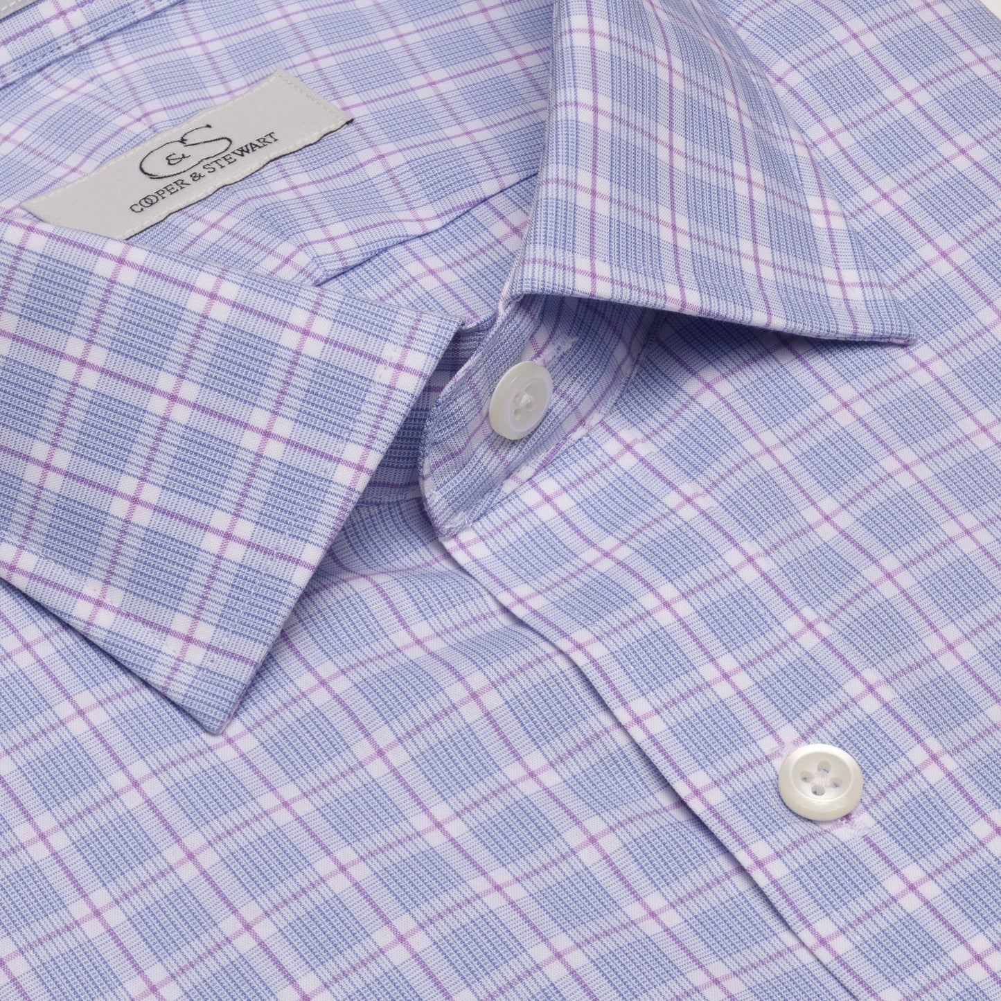 066 SC - Multi Track Plaid Spread Collar Cooper and Stewart 