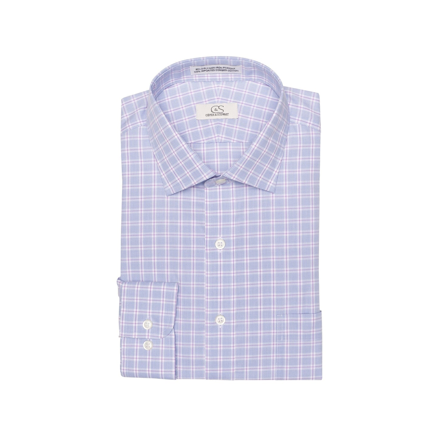 066 SC - Multi Track Plaid Spread Collar Cooper and Stewart 